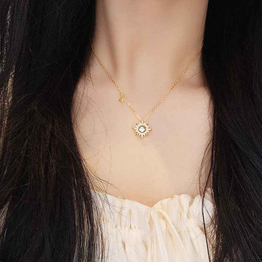 Solaris Bloom S925 Sterling Silver Dancing Sun Zircon Necklace
