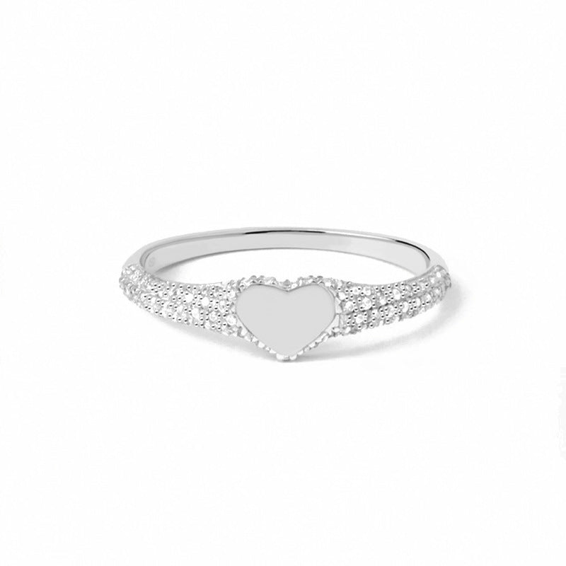 “Heart Seal” S925 Sterling Silver Micro-Pavé Heart Ring