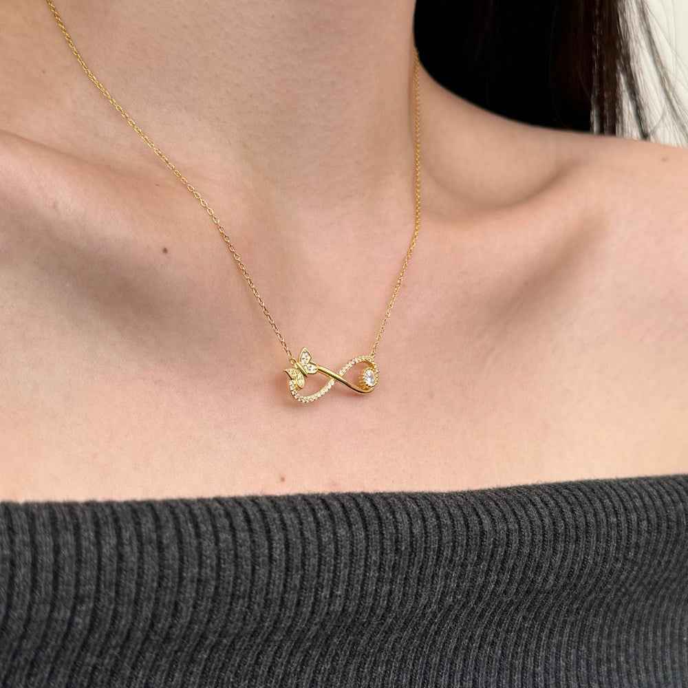 Butterfly Möbius S925 Silver Eternal Loop Butterfly Charm Necklace