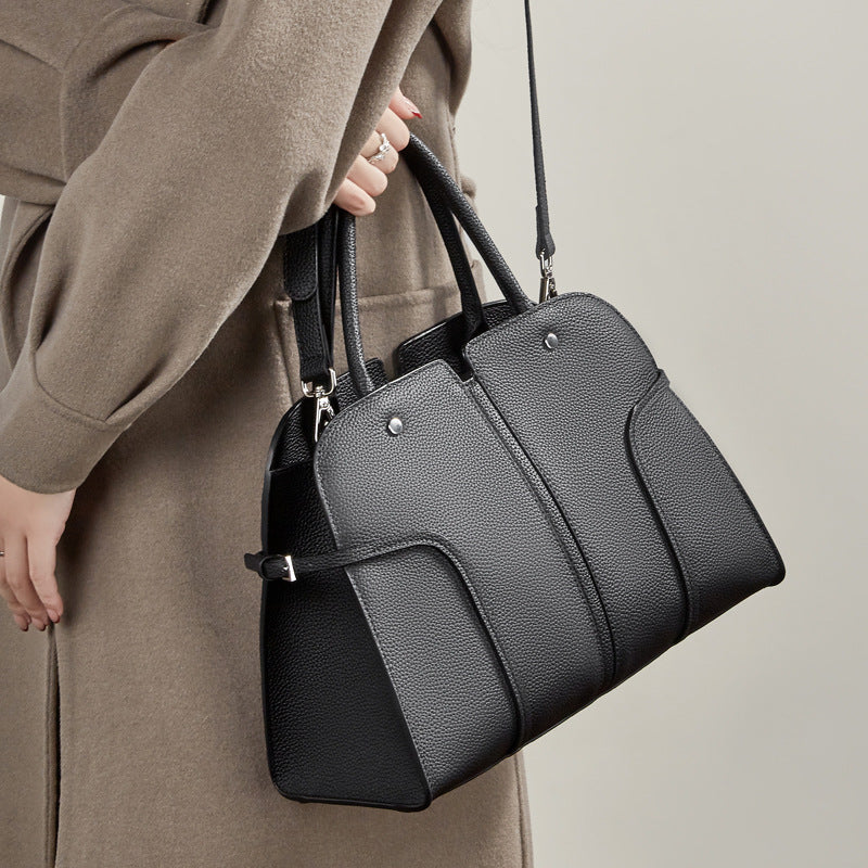 Women's Pebbled Cowhide Paneled Doctor-Style Work Bag