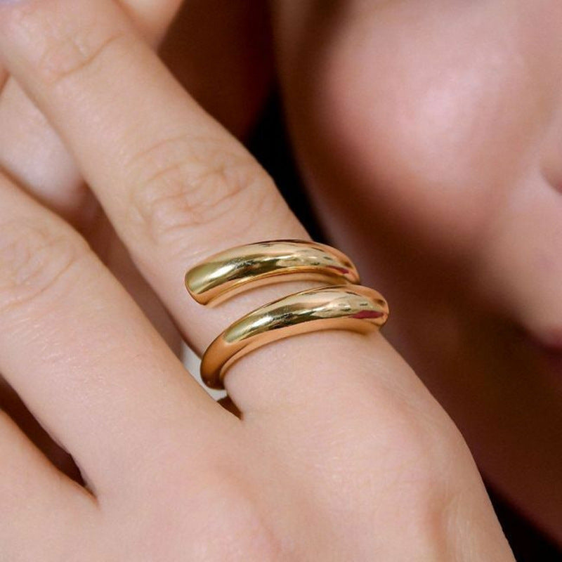 “Clean Arc” S925 Sterling Silver Open Adjustable Geometric Ring