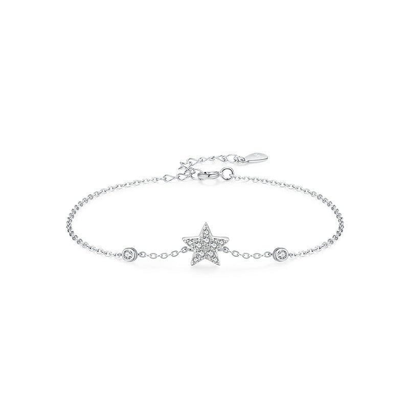 Sweet Celeste 925 Sterling Silver Pavé Cubic Zirconia Charm Bracelet