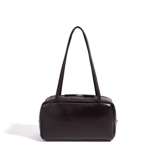 Women's Genuine Sheepskin Bowling Bag with Double Zipper