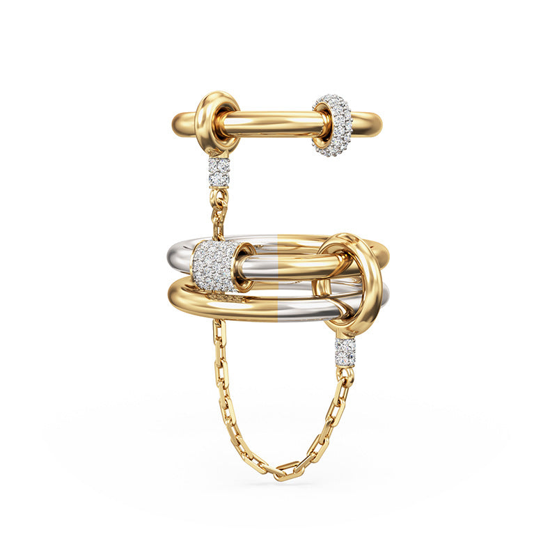 “Heartlink Luxe” S925 Sterling Silver Two-Tone Chain Ring