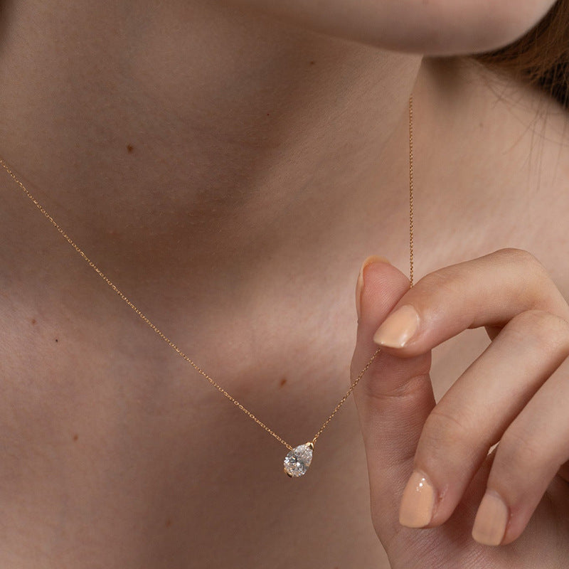 “Geo Eclat” S925 Sterling Silver Zircon Geometric Necklace