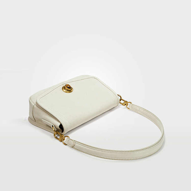 Women's Washed Cowhide Turn-Lock Flap Crossbody Bag