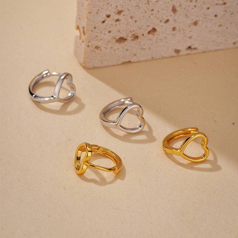 “Open Heart Muse” S925 Sterling Silver Open Heart Hoop Earrings