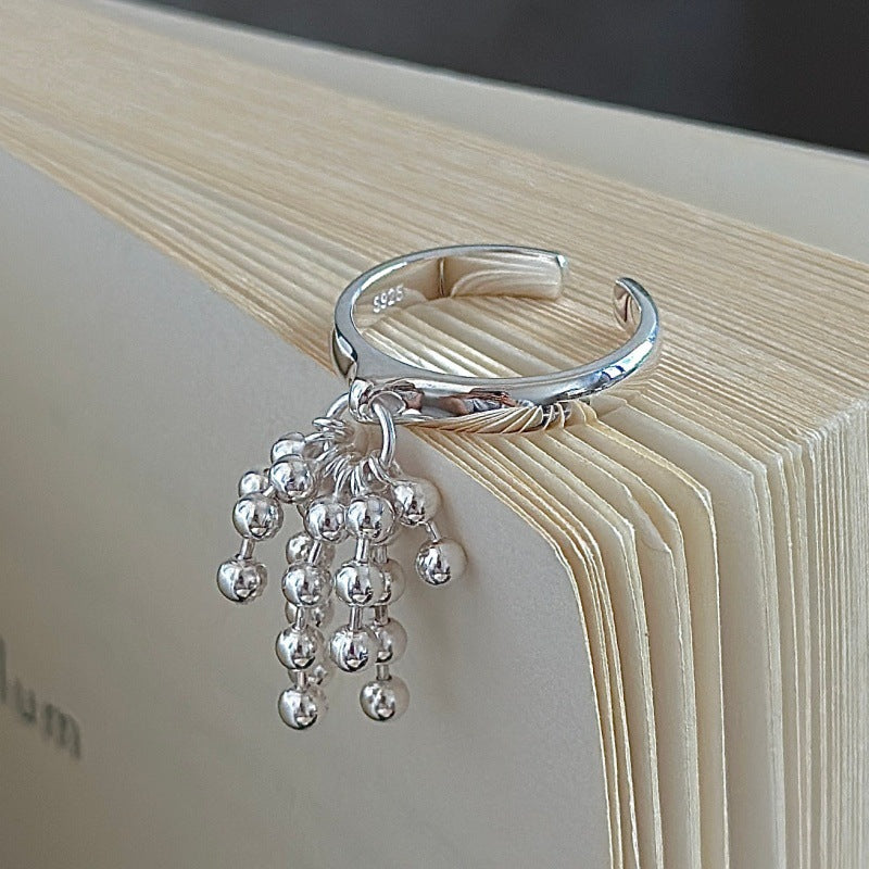 “Dancing Fringe” S925 Sterling Silver Open Adjustable Tassel Ring