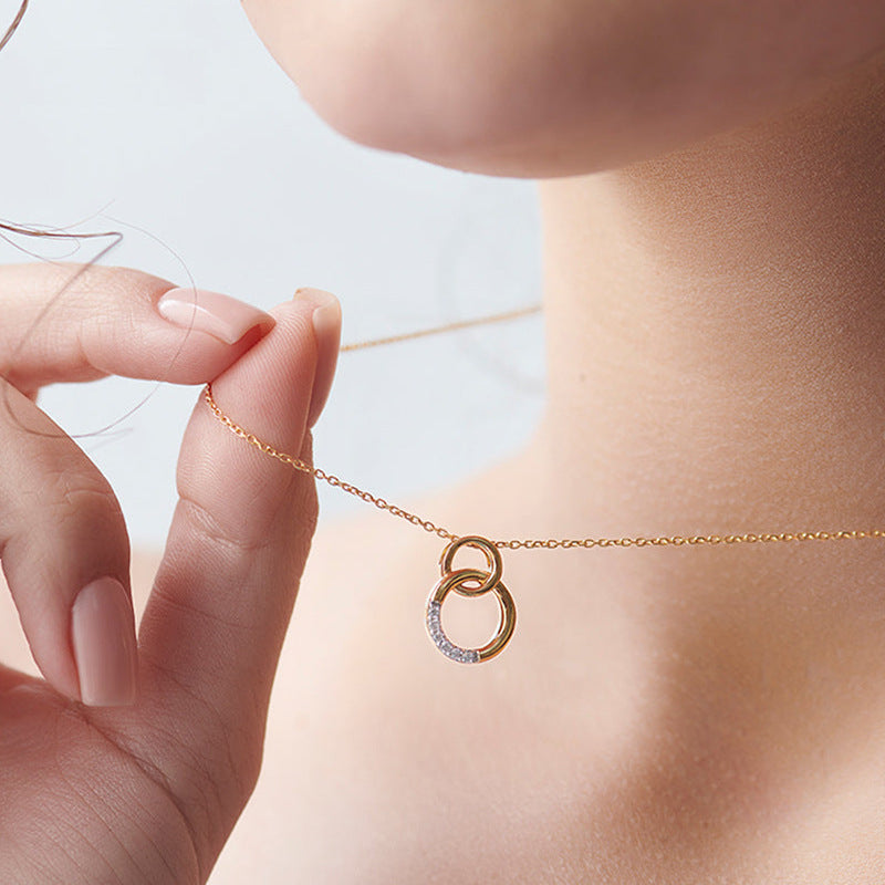 “Mobius Duo” S925 Sterling Silver Double Circle Necklace
