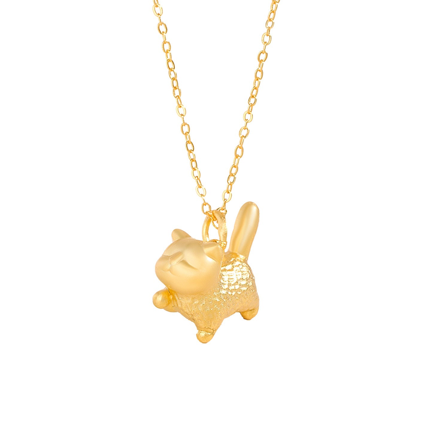 Playful Kitty Cat Pendant Necklace, S999 Sterling Silver Animal Jewelry
