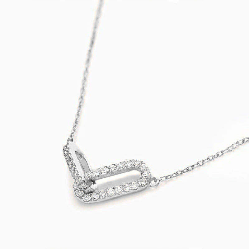 “Double Oval Heart” S925 Sterling Silver Layered Oval Heart Necklace