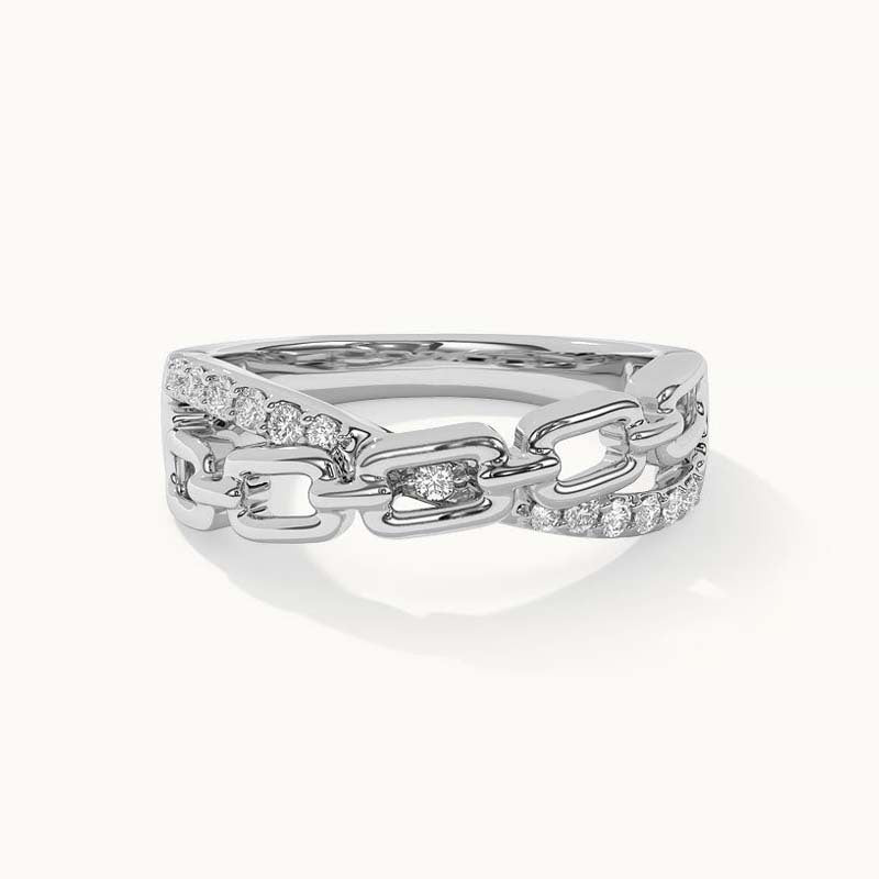 “Chain Cross” S925 Sterling Silver Chain-Inspired Crossed Ring