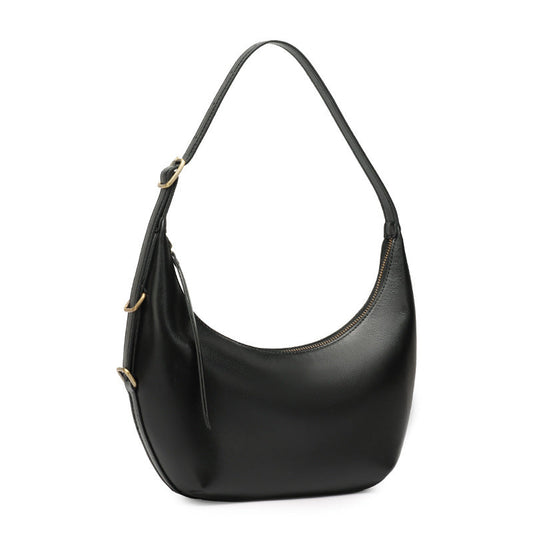 Women's Oil-Waxed Cowhide Semi-Circle Top Handle Bag