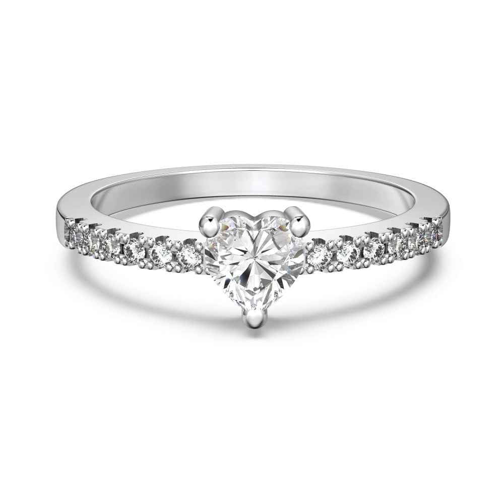 925 Sterling Silver Heartlit Promise 0.5CT Heart-Cut Moissanite Ring