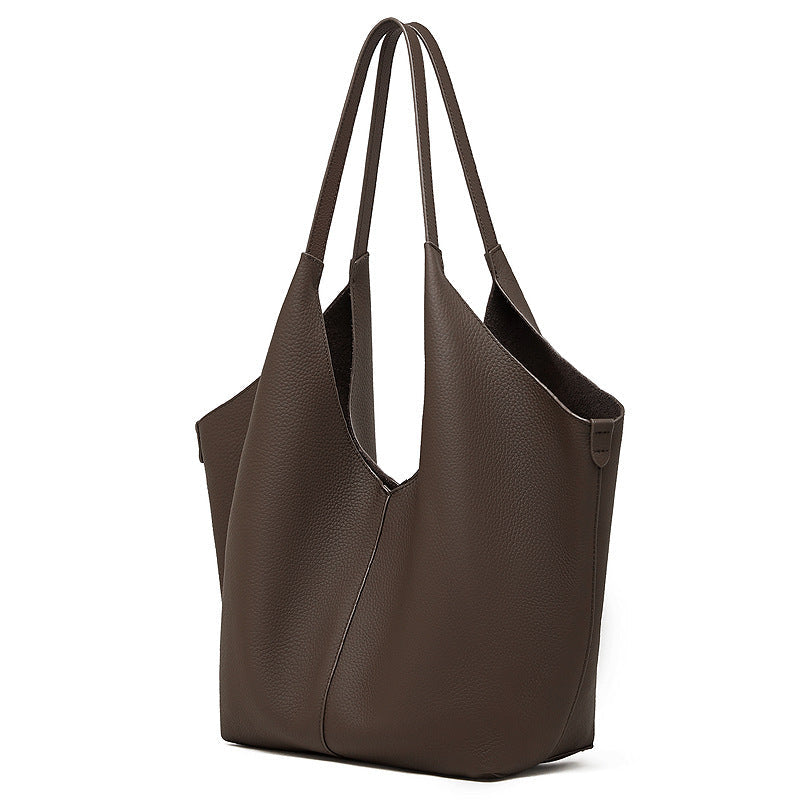 Women's Pebbled Cowhide V-Cut Hobo Shoulder Bag