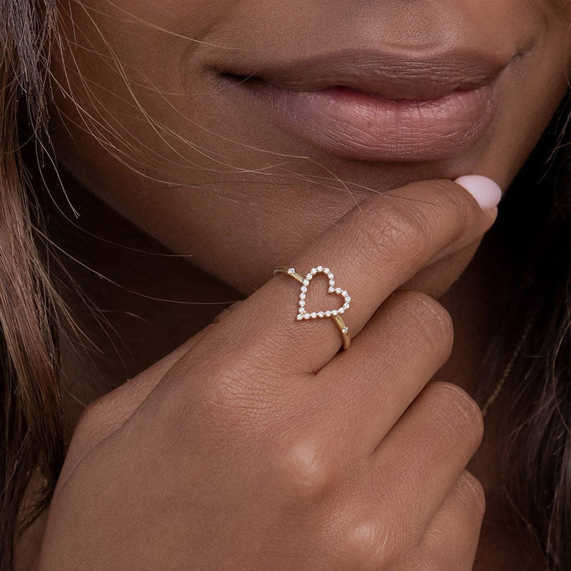 “Heart Halo” S925 Sterling Silver Open Heart Ring