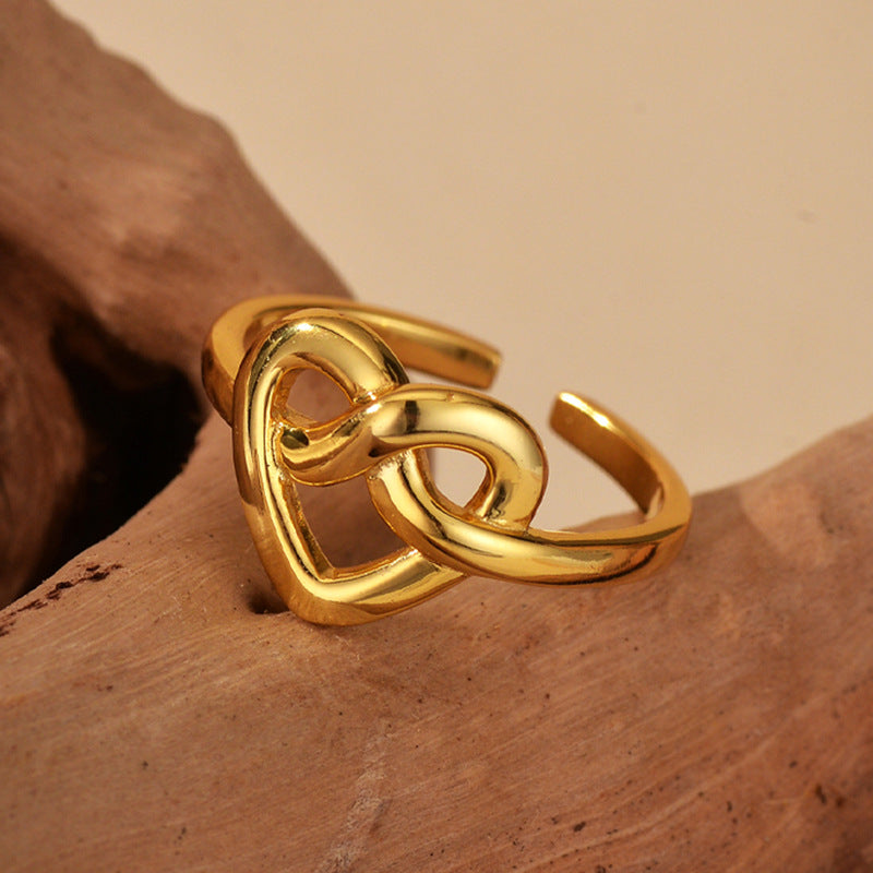“Intertwined Hearts” S925 Sterling Silver Open Heart Ring