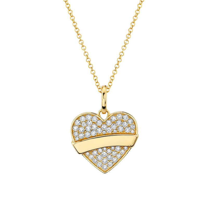 “Cupid Heart” S925 Sterling Silver Pave Heart Pendant Necklace
