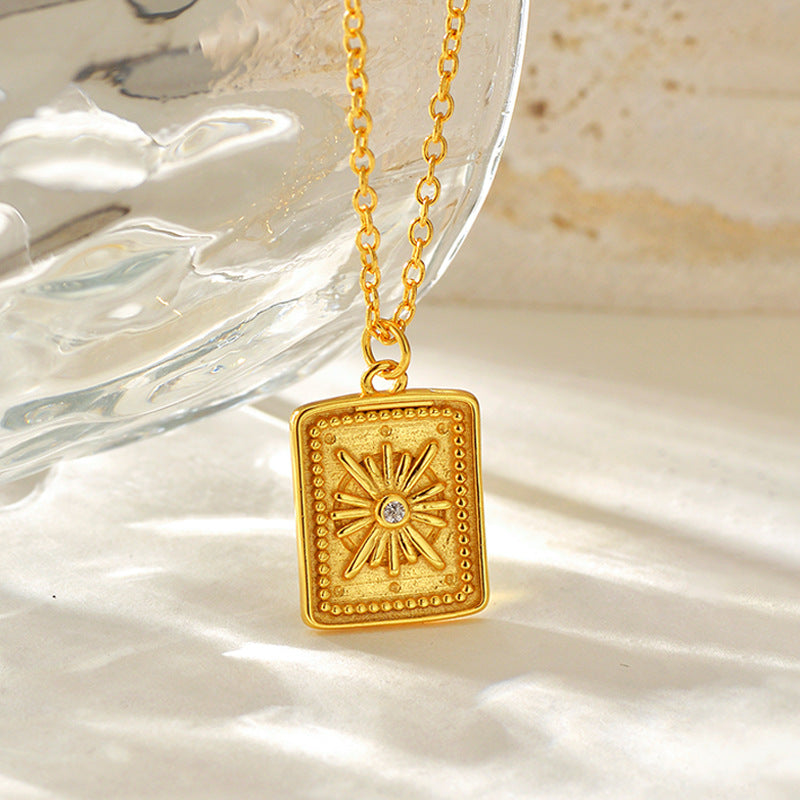 “Stellar Cube” S925 Sterling Silver Eight-Point Star Zircon Necklace