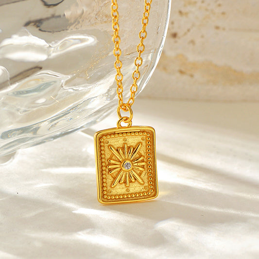 “Stellar Cube” S925 Sterling Silver Eight-Point Star Zircon Necklace