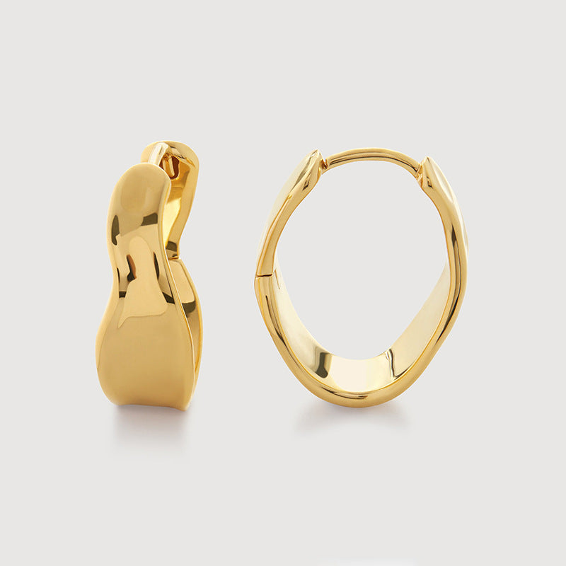 “Asymmetric Orbit” S925 Sterling Silver Geometric Hoop Earrings