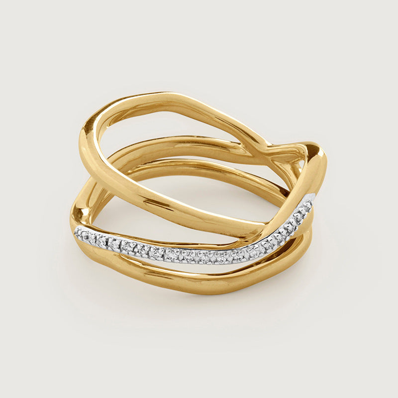 “Serpent Cross” S925 Sterling Silver Open Adjustable Triple-Layer Ring