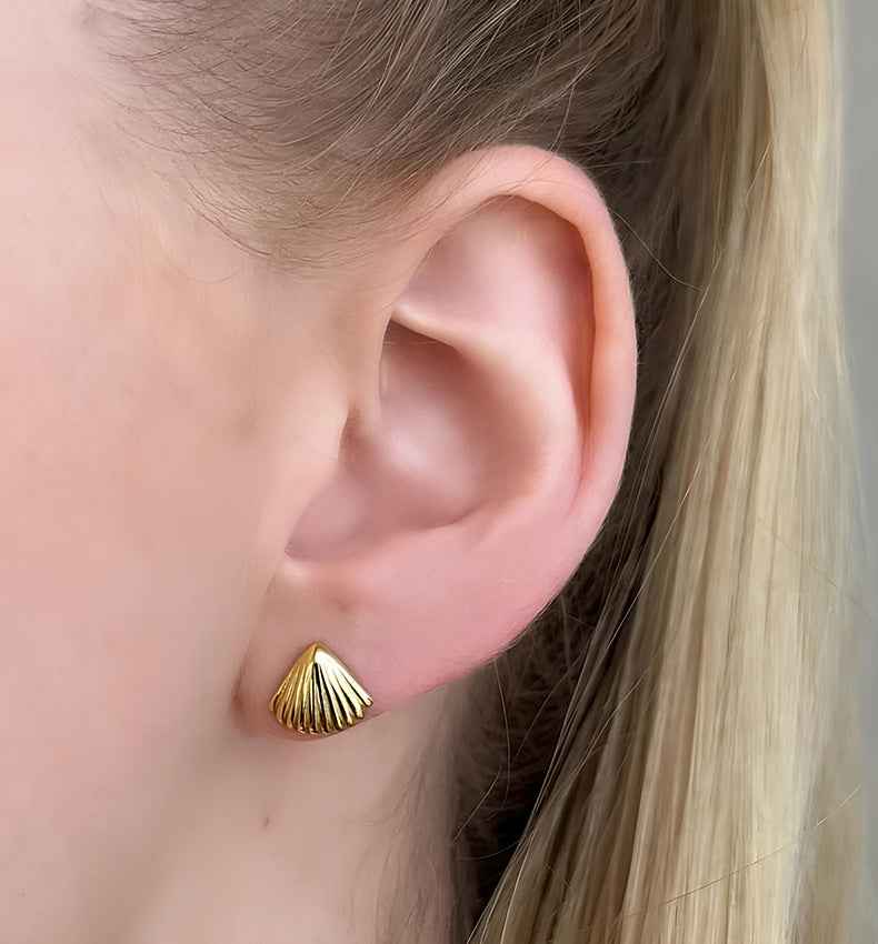 Seaside Shell S925 Silver Fan Shape Shell Stud Earrings