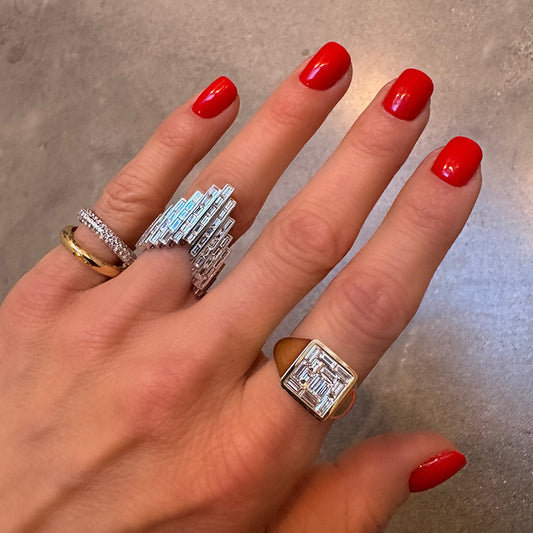 “Crystal Frame” S925 Sterling Silver Open Adjustable Rectangular Zircon Ring
