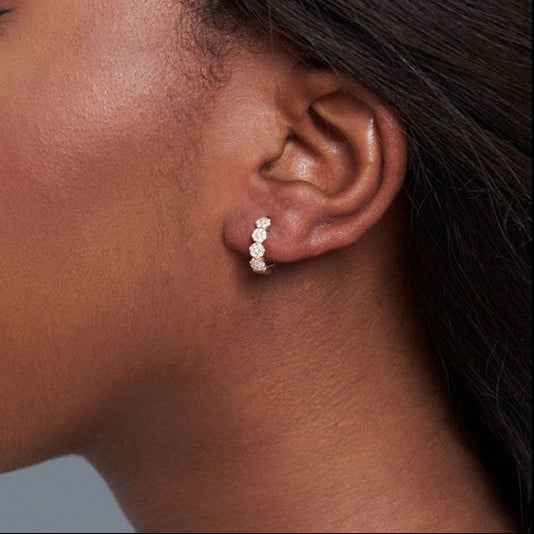 925 Sterling Silver Petal Glow Pavé Zircon Cluster Hoop Earrings 18K Gold Plated