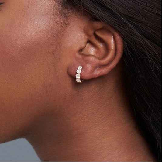 925 Sterling Silver Petal Glow Pavé Zircon Cluster Hoop Earrings 18K Gold Plated