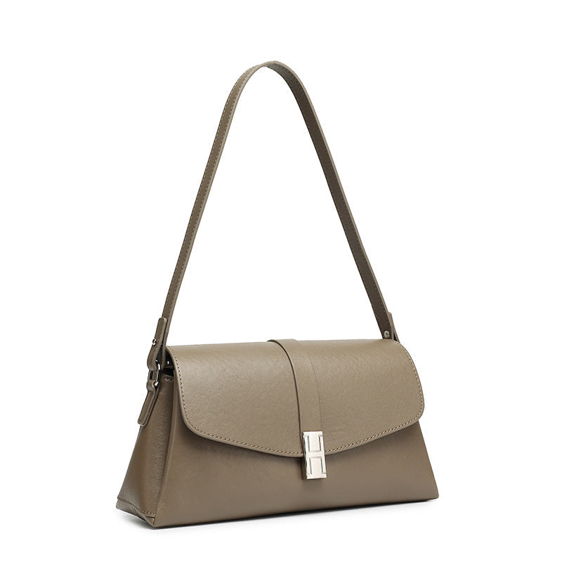 Women's Full-Grain Cowhide H-Buckle Flap Shoulder Bag