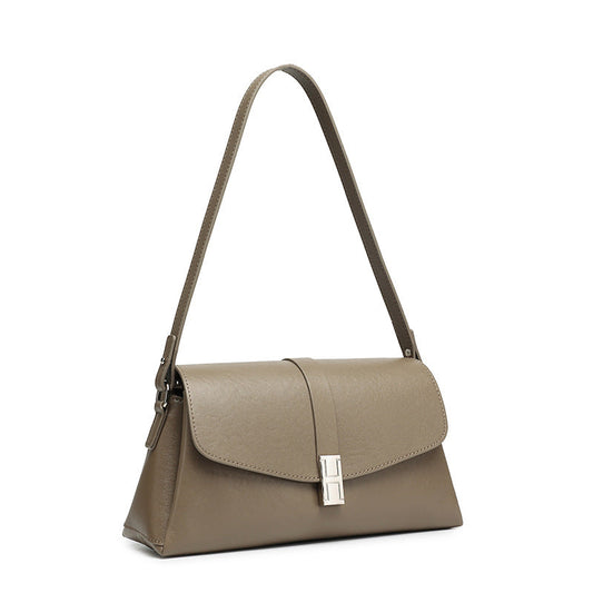 Women's Full-Grain Cowhide H-Buckle Flap Shoulder Bag