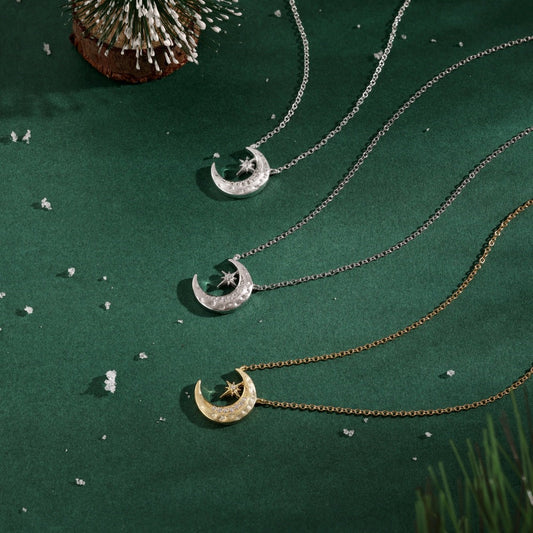 S925 Sterling Silver Lunar Glow Moon Pendant Necklace Minimalist Celestial Jewelry