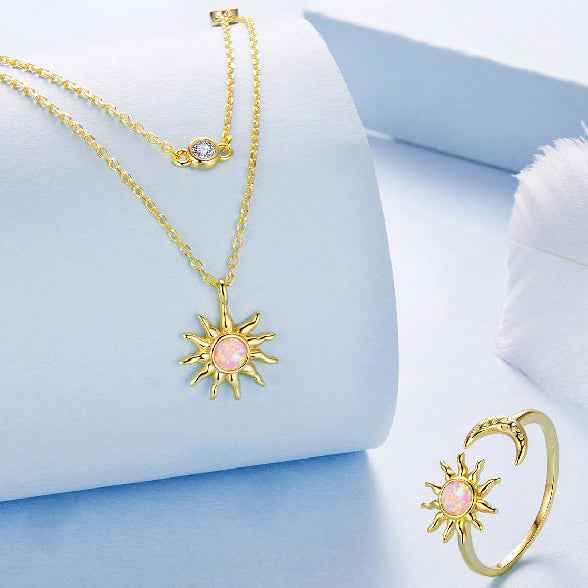 Aurora Sol Opal Sun Moon Jewelry Set 925 Sterling Silver