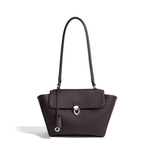 Women's Pebbled Cowhide Winged Flap Tote with Detachable Strap