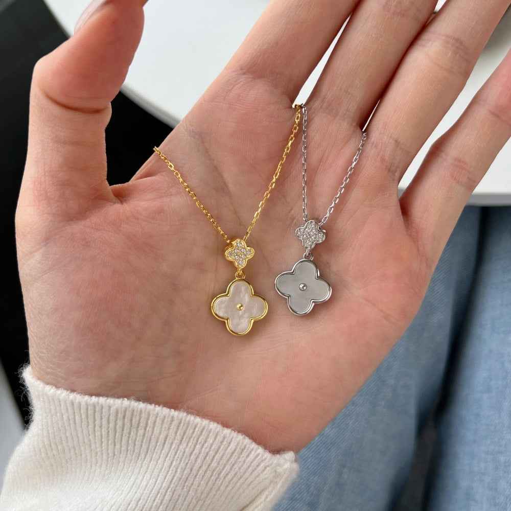 Clover Grace S925 Silver Mother-of-Pearl Clover Necklace