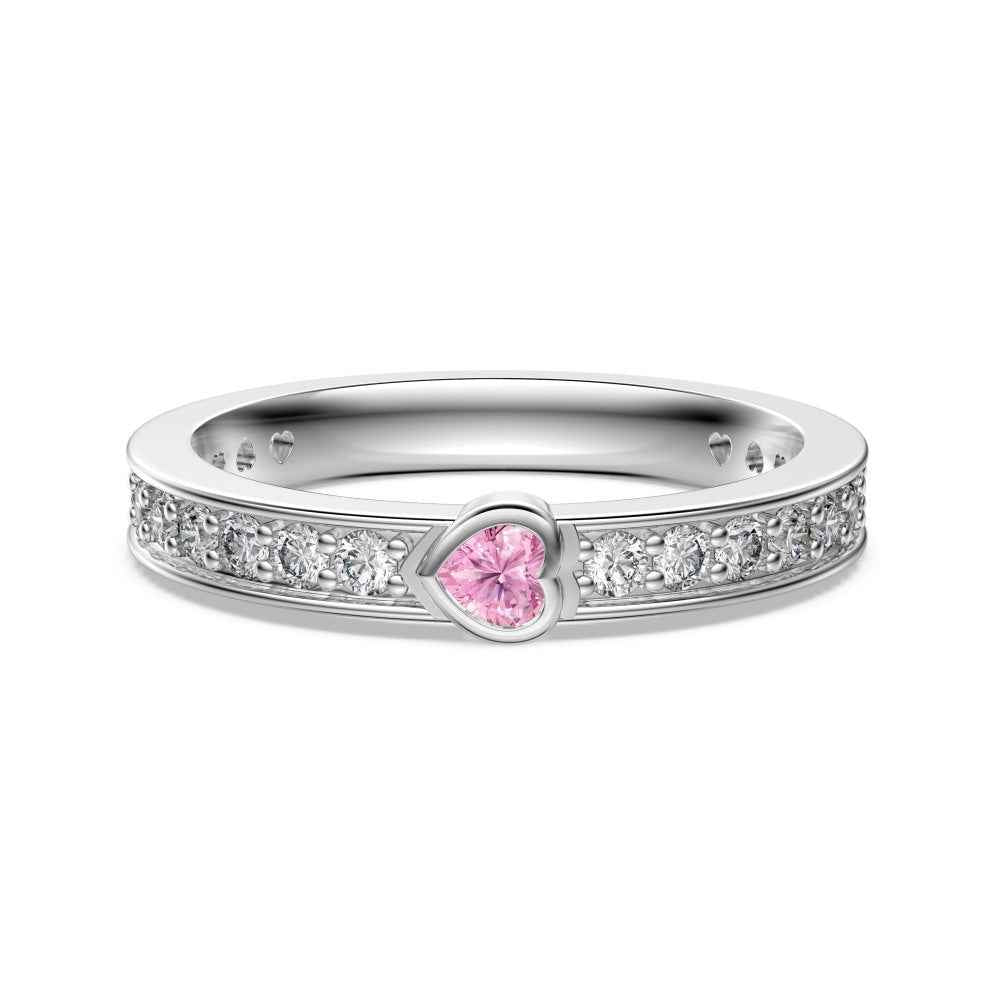 925 Sterling Silver Pink Heart Pavé Ring – Pink Promise