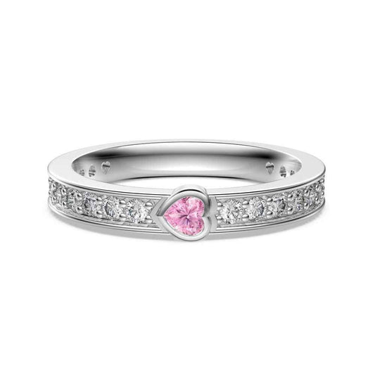 925 Sterling Silver Pink Heart Pavé Ring – Pink Promise