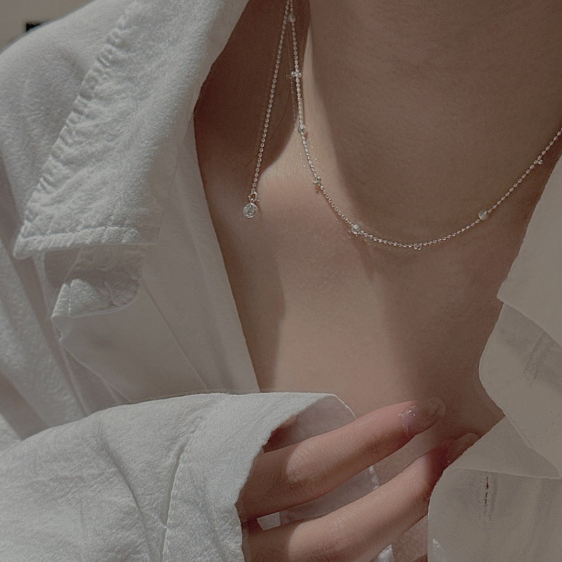 Lumière Layer S925 Sterling Silver Long Layered Bead Necklace