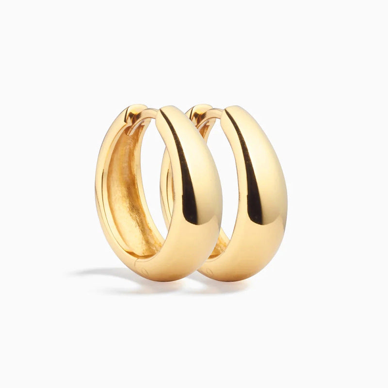 “Sleek Orbit” S925 Sterling Silver Smooth Circle Hoop Earrings