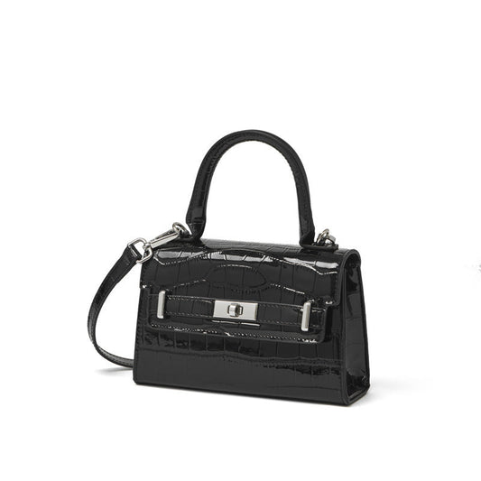 Women's Croc-Embossed Cowhide Structured Top-Handle Bag