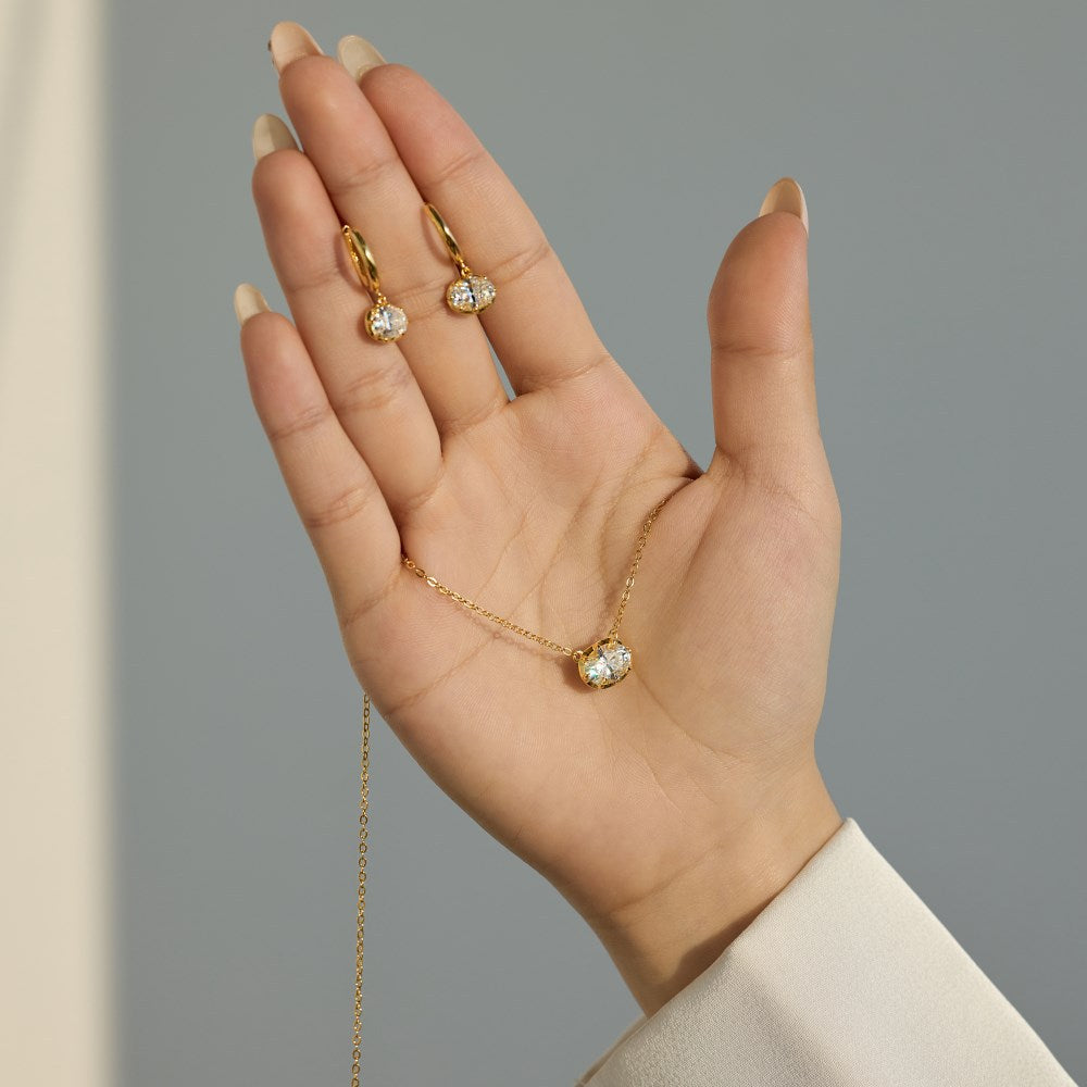“Oval Brilliance” S925 Sterling Silver Oval Necklace and Earrings Set
