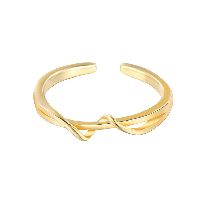 “Entwined Lines” S925 Sterling Silver Open Adjustable Geometric Ring