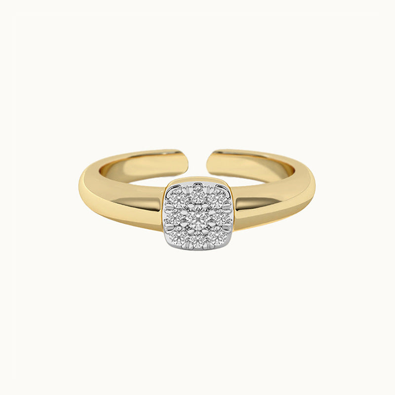 “Square Radiance” S925 Sterling Silver Open Adjustable Square Zircon Ring