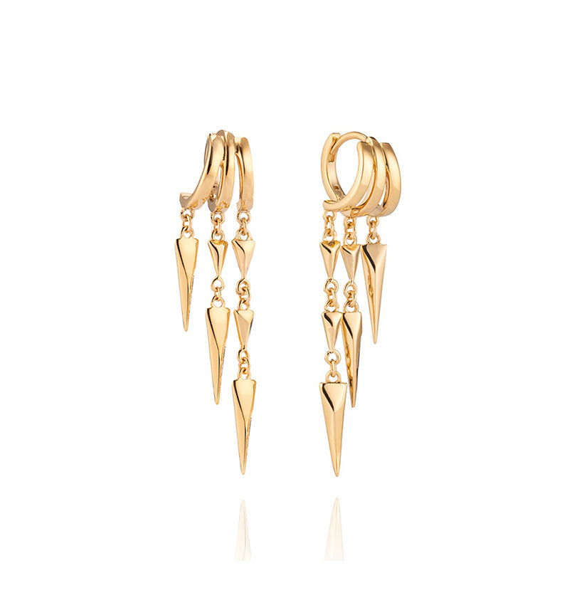 “Star Stud Edit” S925 Sterling Silver Geometric Stud Earrings with Sparkling Accents