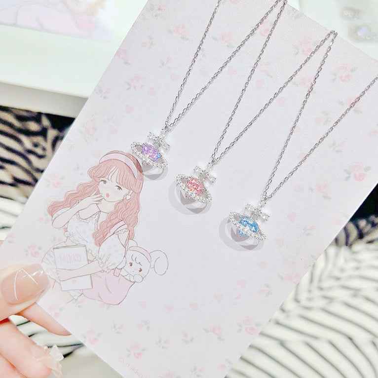 925 Sterling Silver Heart Orbit Necklace – Celestia Orbit