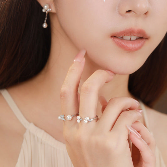 Starlace Pearl S925 Sterling Silver Pearl Jewelry Set Necklace Earrings & Ring