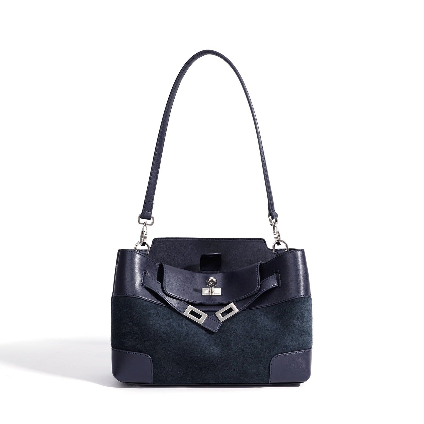 Women's Suede Leather Slouchy Clutch Bag with Detachable Pouch