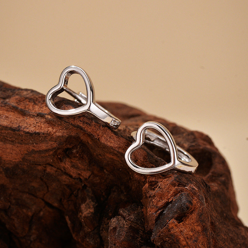 “Open Heart Muse” S925 Sterling Silver Open Heart Hoop Earrings