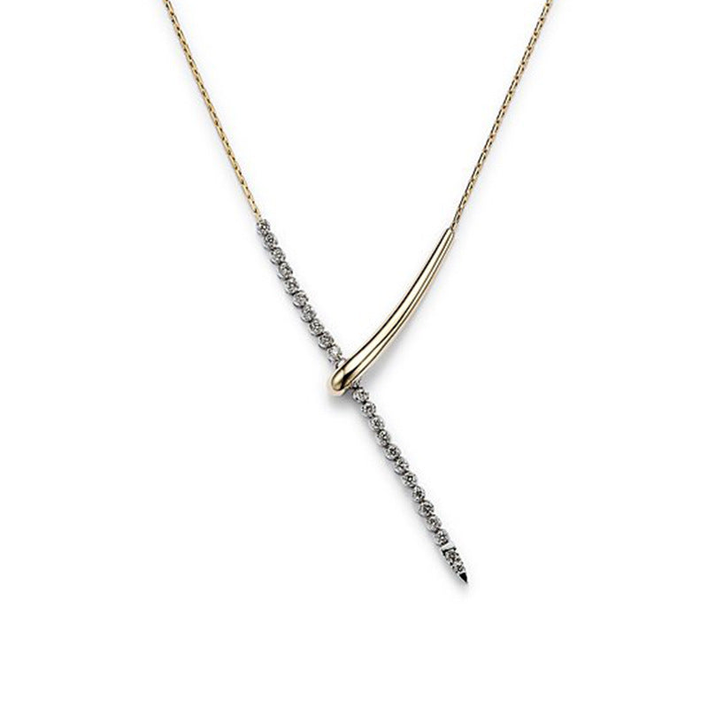 “Linear Eclat” S925 Sterling Silver Geometric Tassel Necklace